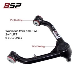 Front Upper Control Arms, 2-4" Lift Tubular Ball Joint Kit Compatible with 1999-2006 Silverado 1500 Sierra 4WD 4X4 RWD with 6-lug Wheels (Pair)