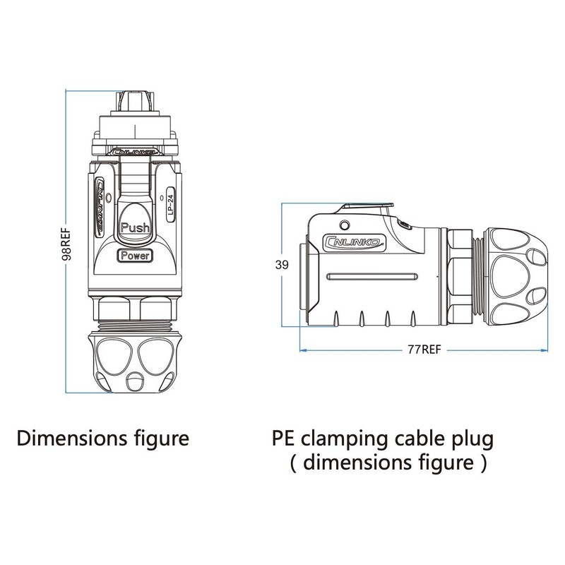 CNLINKO 4 Pin Power Industrial Circular Connector, Male Plug &