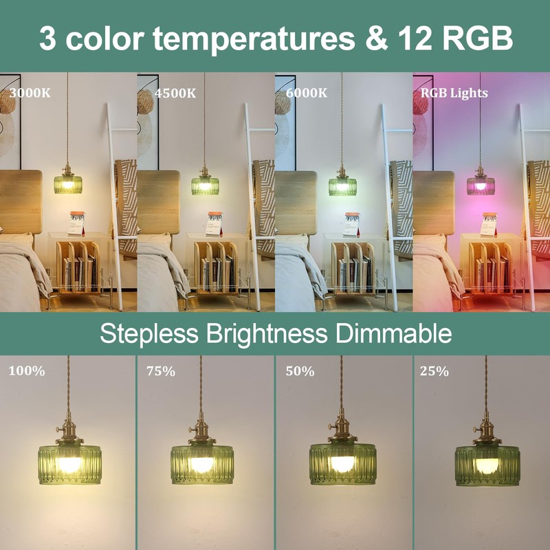 Shenmoyl Battery Operated Pendant Light 5000mAh Rechargeable Chandelier with Remote
