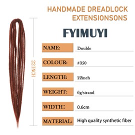 22 inch Double ended dirty braid extension 20 strands synthetic hand woven fear extension fine 0.6cm hip-hop style soft DE women's dirty braid extension (22 inches 20 strands, # 350)