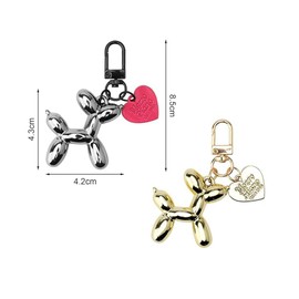 MaoNativey Pack of 2 Women's Key Rings (Gold & Silver) – Elegant Bag Pendant with Dog Motif – Aesthetic Bag Charms for Handbag, Backpack & Key Ring