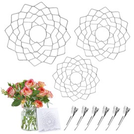 GIcGIeo Flower Frogs Grid Bouquet Ikebana Stem Holder Set for Arrangements Vase,Stainless Steel Reusable Floral Grid Arranging Accessories Floristry Supplies Plant Kenzan Separator for Vase Inserts