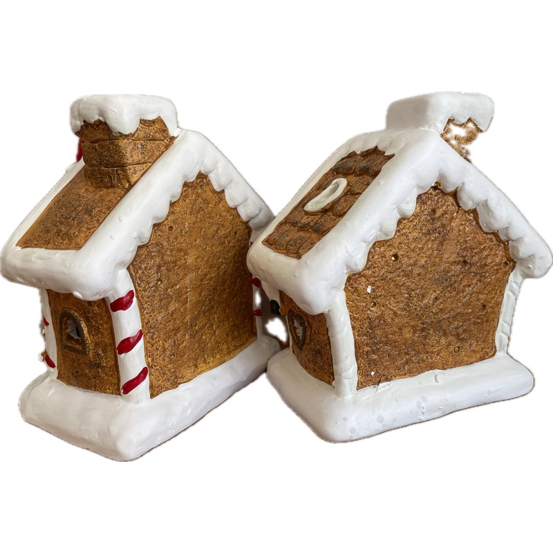 khevga Christmas Decoration Gingerbread House Terracotta LED Timer Set of