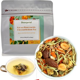 100% Pure Herbal Blend Plant-Pyramid Tea Bags （A pack of 50 bags）8.81oz/250g，Caffeine Free, Gluten Free (Fat sea Honeysuckle and Chrysanthemum Tea)