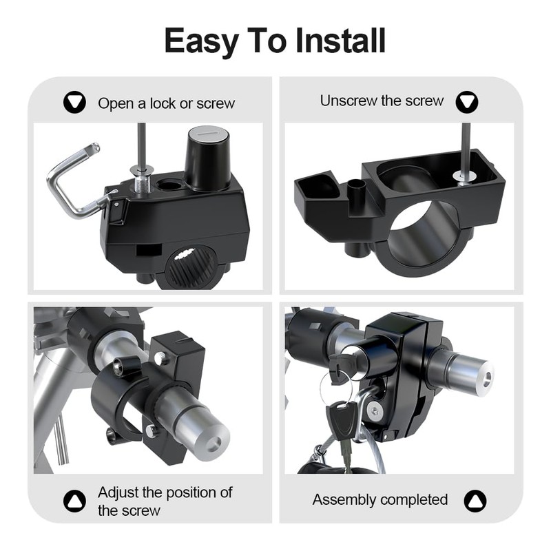 JAGASOL Motorcycle Helmet Lock Anti-Theft, Tamper-Proof Security Helmet Lock with