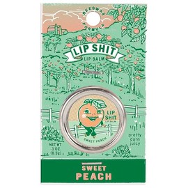 Blue Q Lip Lip Balm - Sweet Peach. All-Natural Deluxe Beeswas Formula. Packed in an Adorable Stamped Metal Tin .3 oz. Made in the U.S.A.