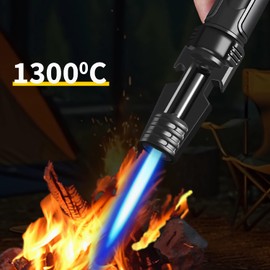 Honhahei Windproof Jet Flame Lighter - Refillable Butane Torch with Adjustable Flame, Built-in Bottle Opener - Compact Outdoor/Indoor Lighter for Men & Women (Gas Not Include) (black)