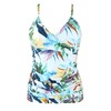 RELLECIGA Women's Leaf Print V Neckline Ruched Tankini Top Swimsuits