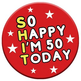 LimaLima 50th Birthday Gift For Men & Women 76mm Badge With Metal Back Funny Party Decorations