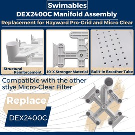Swimables DEX2400C Manifold Assembly Replacement for Hayward Pro-Grid and Micro Clear | Also Replaces V60-105 and 25357-700-000 Hayward DE Filter Manifold | with Built-in Breather Tube | Made in USA