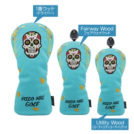 Golf Headcovers Utility Covers Set Driver 460cc 440cc Wood Cover UT Cover Waterproof Mexico Skull (1 Purple FW)
