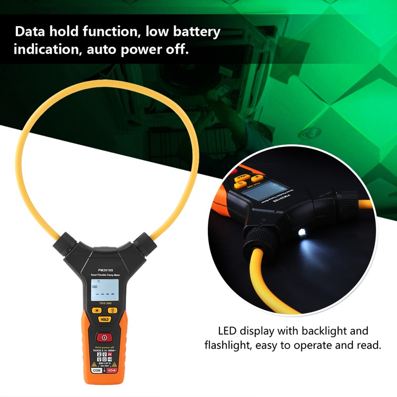 PEAKMETER PM2019S Handheld Digital Flexible Clamp Meter 3000A AC Current