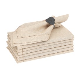 Ruvanti Premium Linen Napkins Set of 4-20x20 Inch, Classic Hemstitch, Mitered Corner Cloth Napkins ‎‎- Soft, Elegant Dinner Napkins Cloth Washable for Weddings, Parties, Everyday Use - Natural