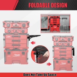 Folding Magnetic Side Table Compatible with Milwaukee Packout Toolbox – No-Drill Packout Accessories & Organizer with Magnetic Tool Tray