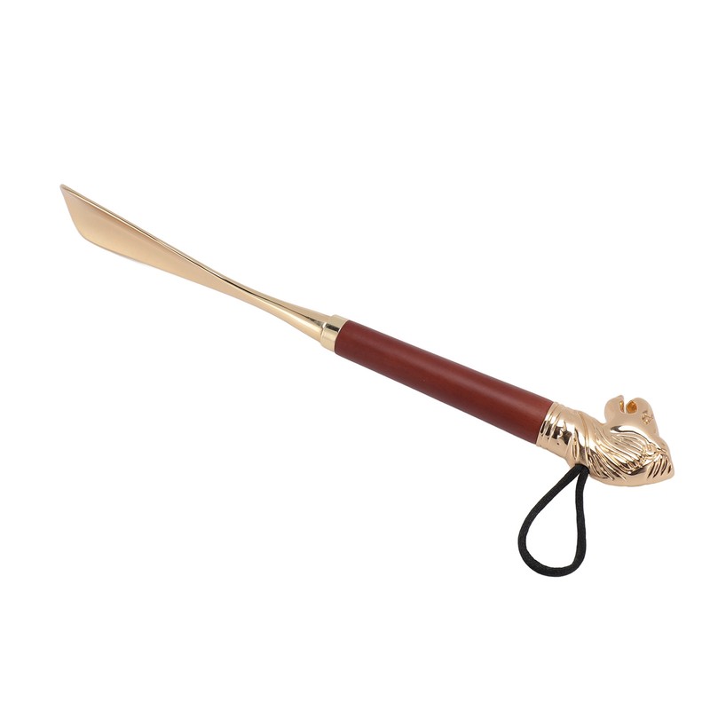 Lion Head Alloy Shoehorn Ergonomic Curves Metal Long Shoehorn with