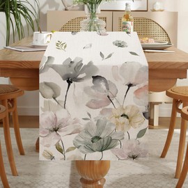 LOZULO Tulip Table Runner Modern Spring Decoration Table Weatherproof Table Runner Linen Long Table Runner Washable Outdoor Tablecloth Spring for Party Table Mats Kitchen Runner 40 x 140 cm