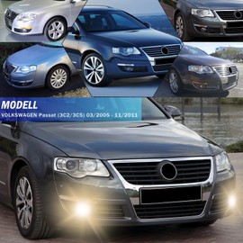 Tula Motoren Fog Lights for VW Passat (3C2/3C5) 03/2005-11/2011 One Pair of Fog Lights Clear Lens HB4/9006 12V 51W R:3C0941700B L:3C094169B (Clear Lens-N)