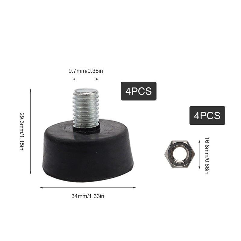 0XBIT Screw On Rubber Feet, Pack of 4 Rubber Feet,
