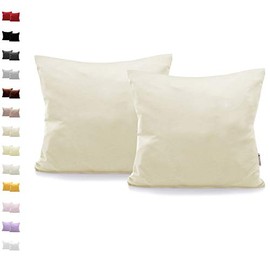 DecoKing 2 Pillowcases 40 x 40 cm Jersey Cotton Zip Beige Amber