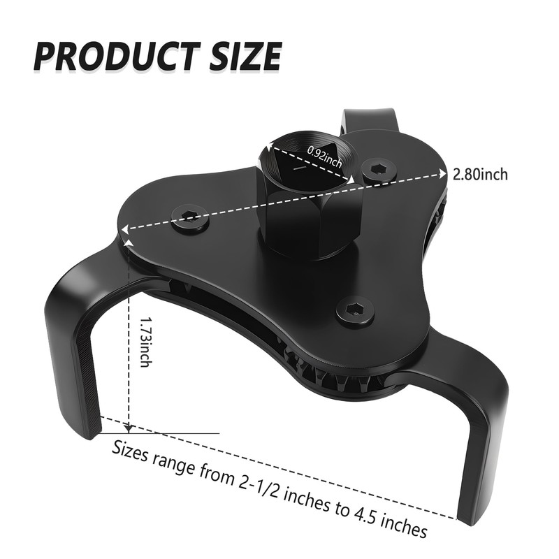 carleef Adjustable Oil Filter Wrench Tool,3 Jaw 2 Way Oil