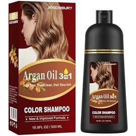 Tinte para El Cabello Con Aceite de Argán Negro - 16.9 Fl Oz, Champú de Color Semipermanente 3 En 1, Fácil de Usar (Negro)