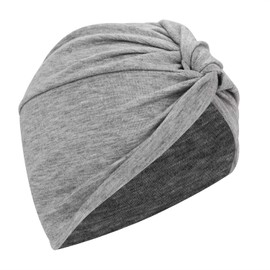 ITODA Turban Women's Fashion Cap African Headscarf Head Wrap Hat Pre-Tied Knot Sleeping Hat Cotton Turban Hat Elasitic Sleep Hat Pleated Headwear for Hair Loss Sleeping Leisure, gray