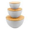 ECOWAY Salad Bowl Set of 3 with Bamboo Wooden Lids,