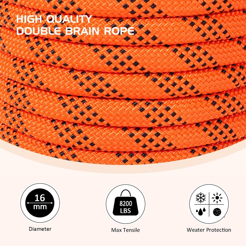 ANMINY 150FT Arborist Bull Rope 5/8 Inch 8200 Lb Breaking