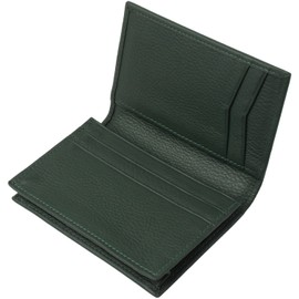 Rafca Men's Business Card Holder, Genuine Leather, Large Capacity, Holds Over 50 Cards, Wide Specifications, High Quality, Genuine Leather Proof, green (dark green)