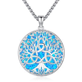 Eusense Tree of Life Pendant Necklace 925 Sterling Silver Gifts for Father's Day Jewellery for Mother Women Girls, Sterling Silver, No Gemstone