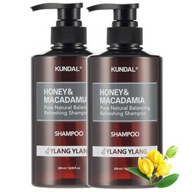 Kundal Honey & Macadamia Natural Shampoo, Korean Hair Care Shampoo Damage Repair Strengthen, with Honey, Argan Oil, Macadamia Oil, Free Paraben & Sulfate 16.9 fl oz (Pack of 2) (Ylang Ylang)