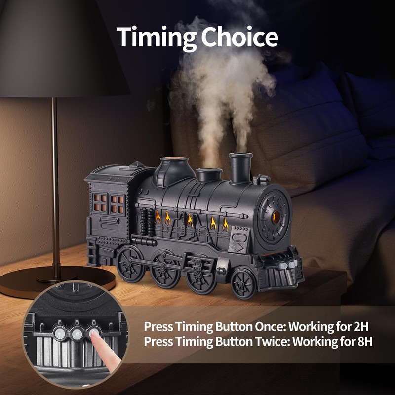 Humidifiers for Bedroom, Cool Quiet Steam Train Looking Mist Air
