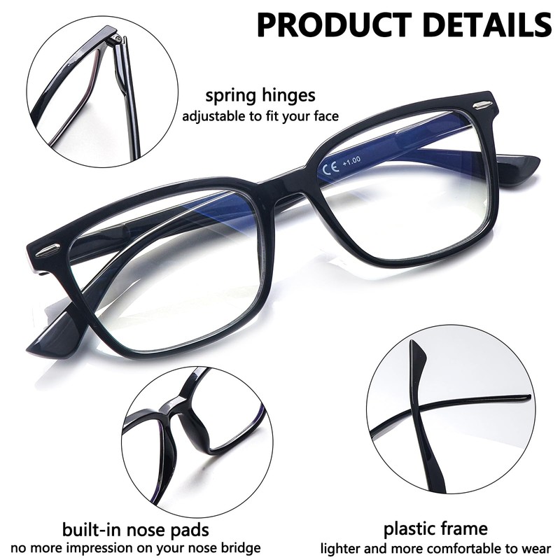 CLASAGA Progressive Multifocus Reading Glasses for Women Men, Blue Light