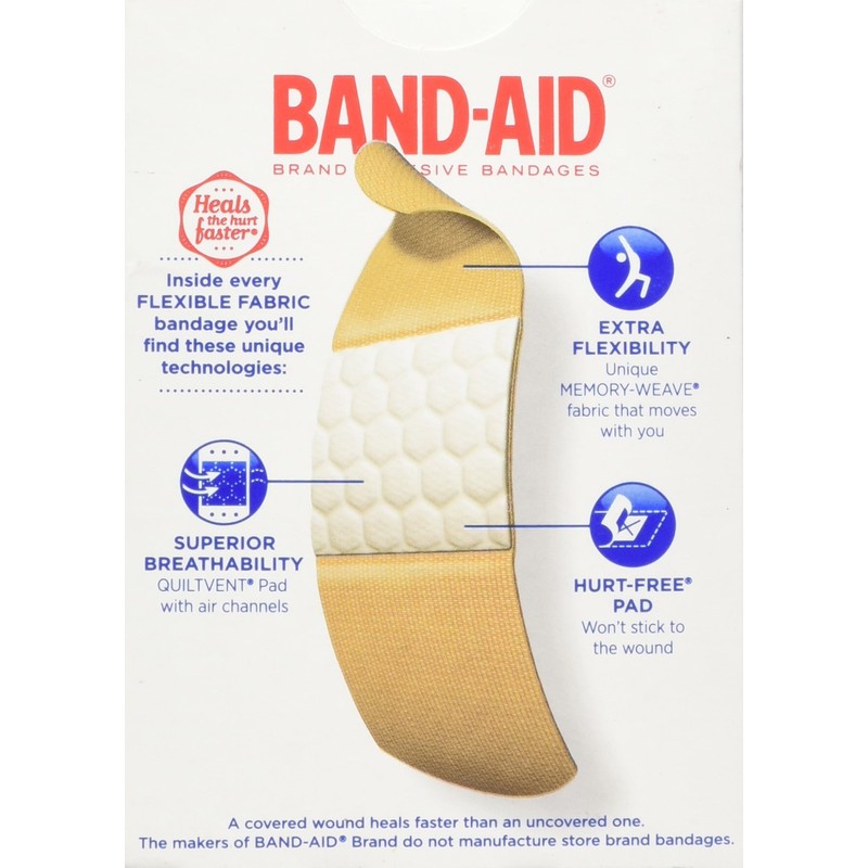BAND-AID® Brand Flexible Fabric Bandages Assorted Sizes, 30 Count