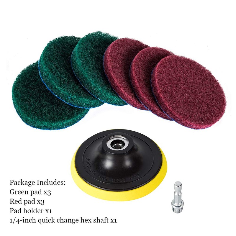 Kichwit 4 Inch Drill Power Brush Tile Scrubber Scouring Pads