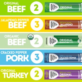 Mission Meats Variety Pack with Certified Organic Beef, Grass Fed, Free Range Turkey, and Cracked Pepper Pork – Gluten & Sugar Free, Whole 30 & Paleo Friendly, Delicious and Family Friendly (12 Count)