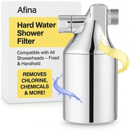 Afina Shower Filter | Works with Handheld & Fixed Showerhead | Hard Water Filter for Shower Head, Reduces Hairfall, Dandruff & Dry Skin | Showerhead Filter | Shower Filter Head for Hard Water (Chrome)