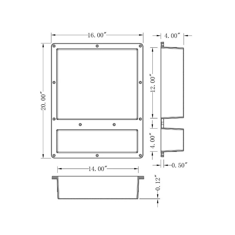 Modern Home Hotel Bathroom 16"x20" OEM Custom ABS Waterproof Recessed