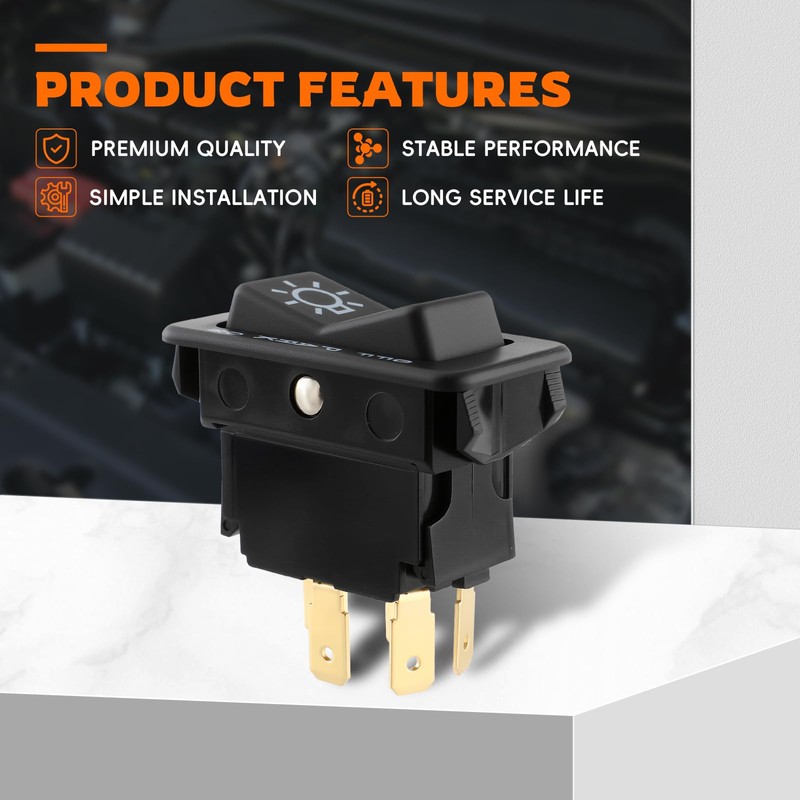 GoaMotors 1661234C1 Headlight Rocker Switch 3 Position 5 Pin Compatible