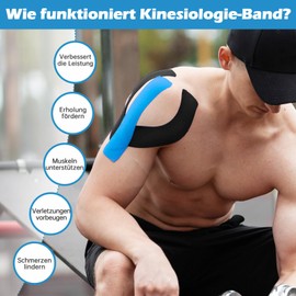 YANGTSUNG Kinesiotapes, 2 Kinesiology Tape Rolls (5 m x 5 cm), Professional Physio Tape and Sports Tape, Waterproof and Elastic Kinesiotape, Skin-Friendly Sports Tapes, Medical Tape