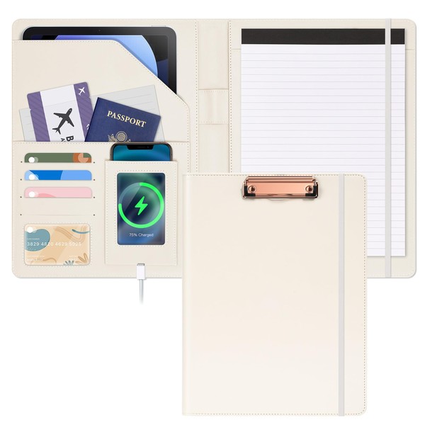 Ospelelf Foldable Clipboard Padfolio with Notepad 8.5 x 11, Faux