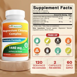 Best Naturals Magnesium Chloride (Cloruro De Magnesio) Complex 1440 mg per Serving - 120 Capsules