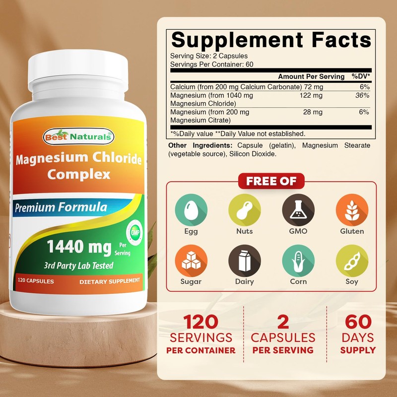 Best Naturals Magnesium Chloride (Cloruro De Magnesio) Complex 1440 mg