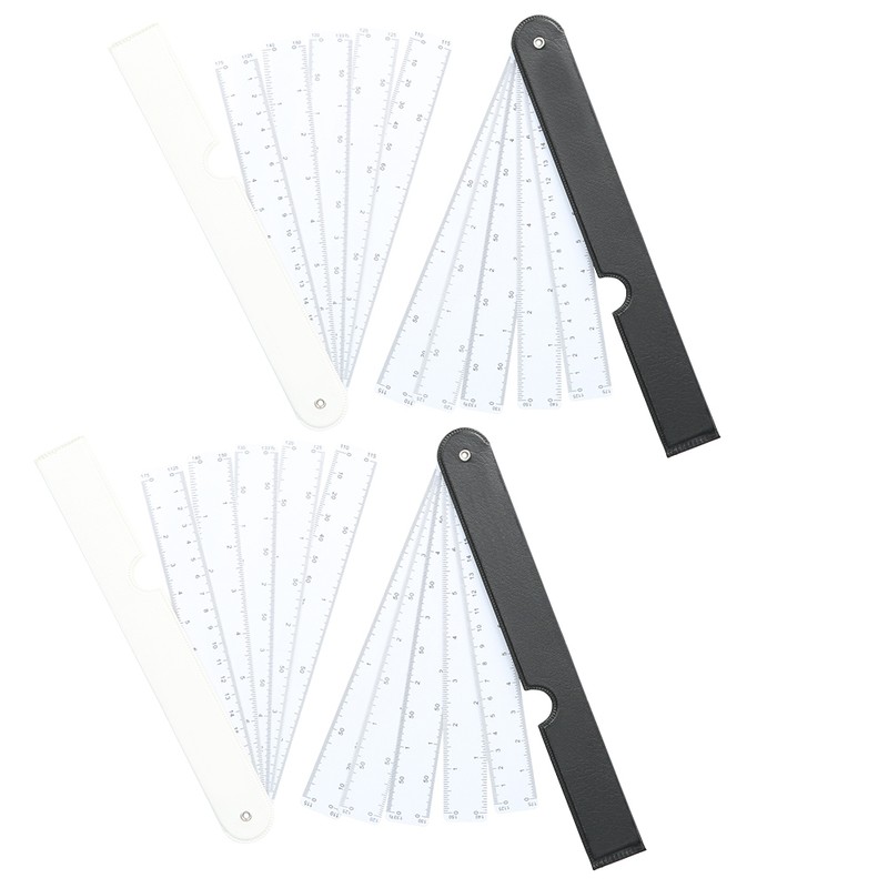 4Pcs Multifunctional Fan Scale Ruler Plastic Drafting Foldable Architect Tool