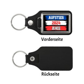 Kiel Aufstieg 2024 Keyring with Faux Leather Pendant with Saying Ahoi Port Coat of Arms City Football Fan Schleswig-Holstein Maritime Style for Ascendants Buddies, multicoloured