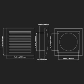 White Extractor Hood Vent 5 Inch / 125 mm with Flange and Built-in Mesh Protection Shield, Ventilation Slit Cover, HVAC Exhaust Duct Cover, Exhaust Cap