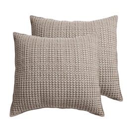 Levtex Home - Mills Waffle - Funda Euro (juego de dos) - Gris pardo - Tamaño de la funda (26 x 26 pulgadas)