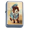 Perfection In Style Silver Flip Top Oil Lighter Vintage Dog Design 022
