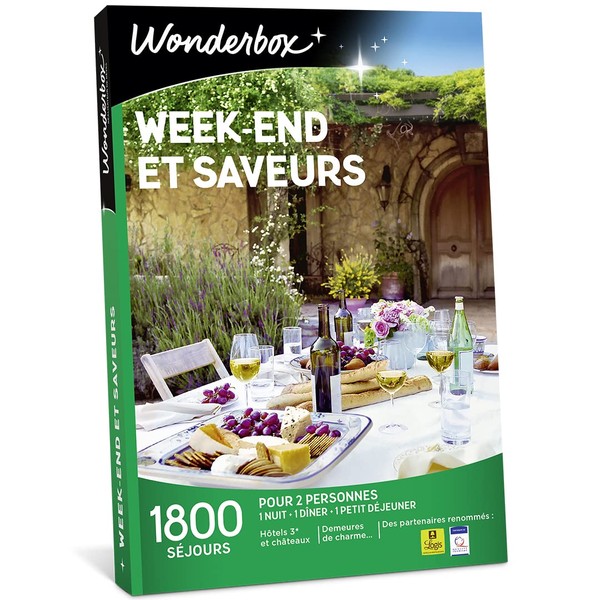 Wonderbox - Coffret cadeau - WEEK-END ET SAVEURS - 1800 séjours gourmands en hôtel 3 étoiles, châteaux, manoirs, belles demeures de charme...