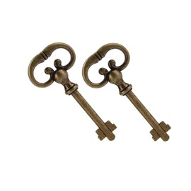 Roll Top Desk Key KY-8 (D-1902) Antique Brass Skeleton Key, Solid Brass Plated Hollow Lock Key Replacement Magnum Antique Brass Plated Keys (2 PCS)
